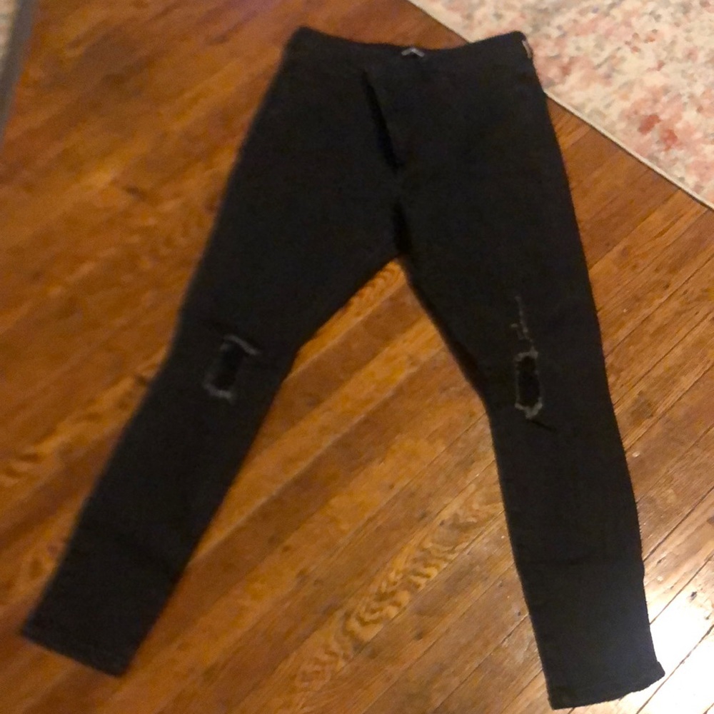 Skinny high rise distressed Express jeans. Size 12 black